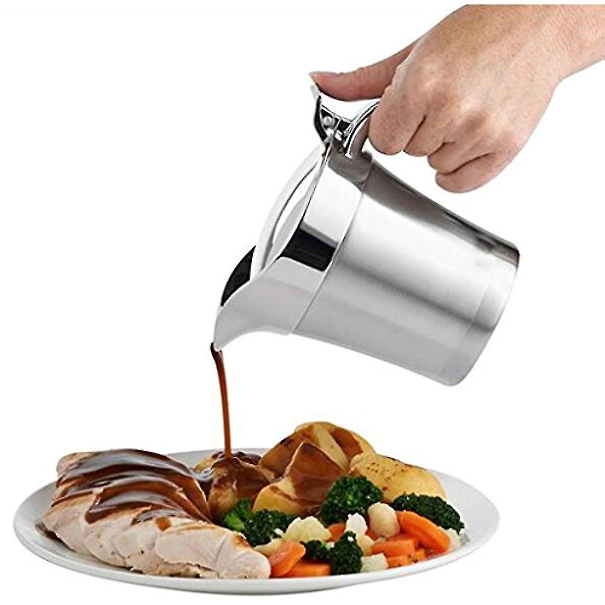 2pcs Gravy Boat Thermal Vacuum Sauce Serving Jug Utensil Kitchen Pourer Pot