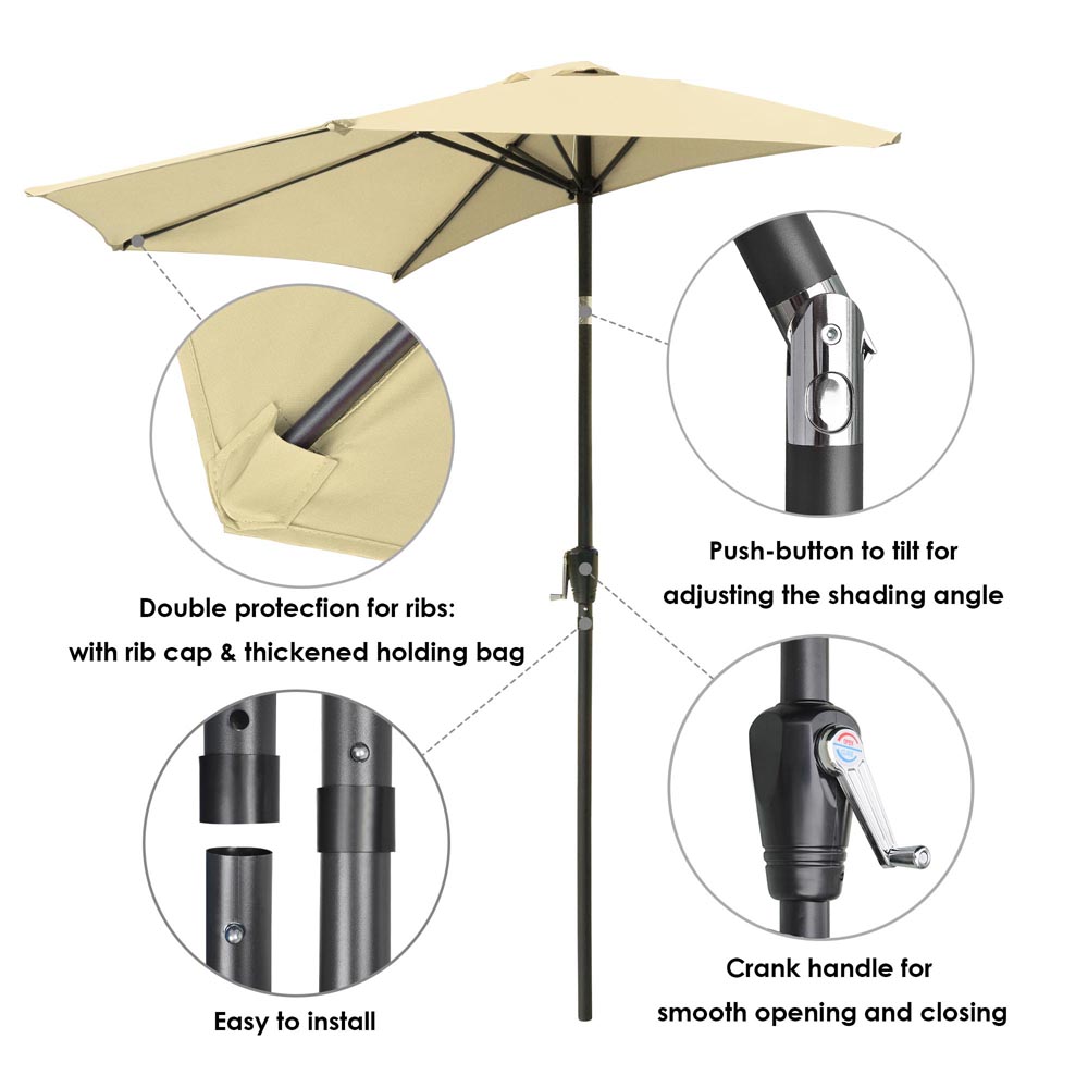 Yescom 10 ft Patio Outdoor Market Half Tilt Umbrella