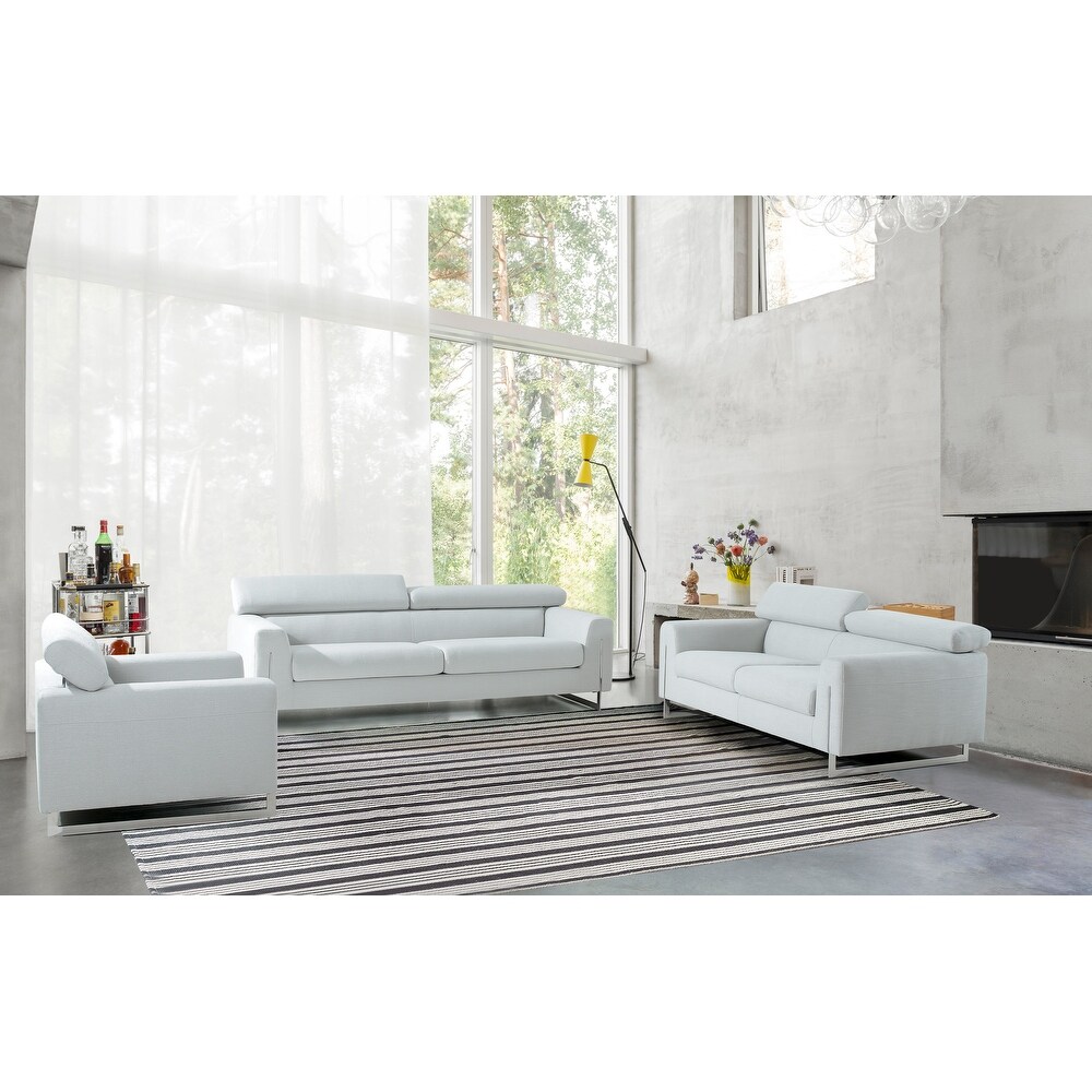 Pasargad Home Serena Upholstered Sofa with Adjustable Headrests