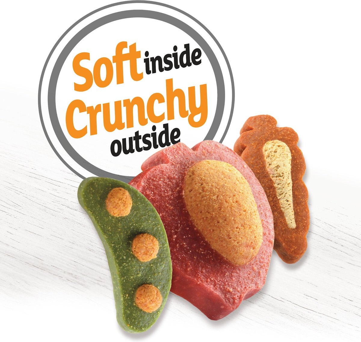 Purina Beneful Baked Delights Snackers with Apples， Carrots， Peas and Peanut Butter Dog Treats