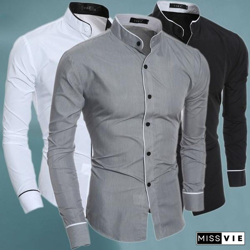 Men' Classic Business Casual Long Sleeved Dress Shirts