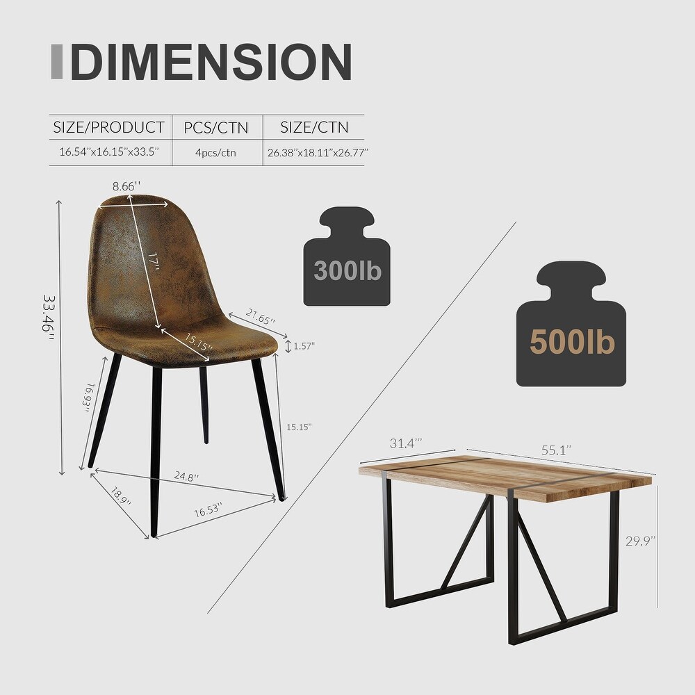 Modern 5 Piece Wooden Dining Set with 31.4\