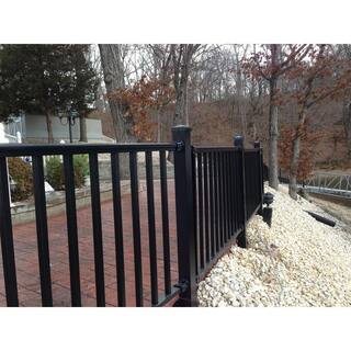 EZ Handrail 3 in. x 3 in. x 38 in. Textured Black Aluminum Post with Welded Base EZPRHB-W