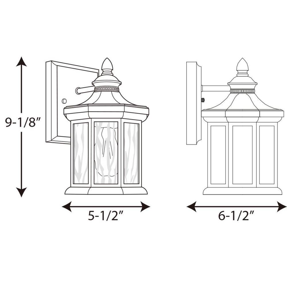 Progress Lighting Edition Collection 1-Light Textured Black Clear Water Glass Traditional Outdoor Small Wall Lantern Light P6070-31