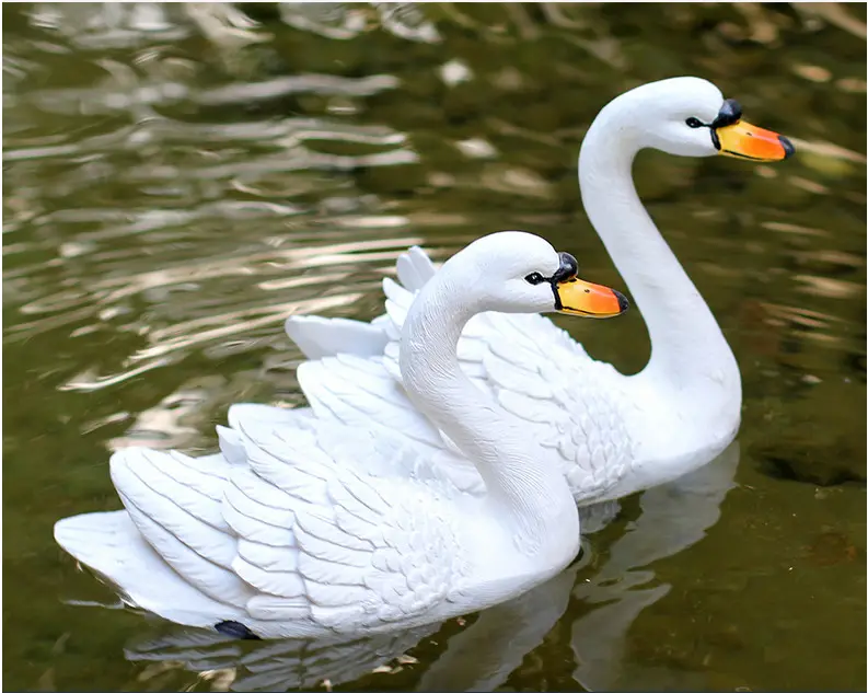 factory supply garden park decoration resin double floating swan statue