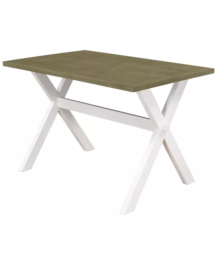 Simplie Fun Farmhouse Rustic Wood Kitchen Dining Table with X-SHAPED Legs Gray Green