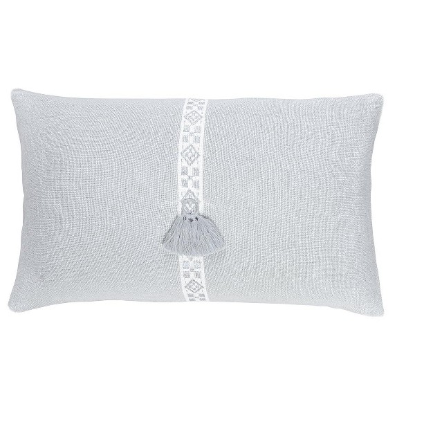 Light Grey Geo Trim Pillow Cover 12x20 Anaya