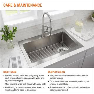 Glacier Bay 25 in. Drop-in Single Bowl 22 Gauge Stainless Steel Kitchen Sink HDSB252264