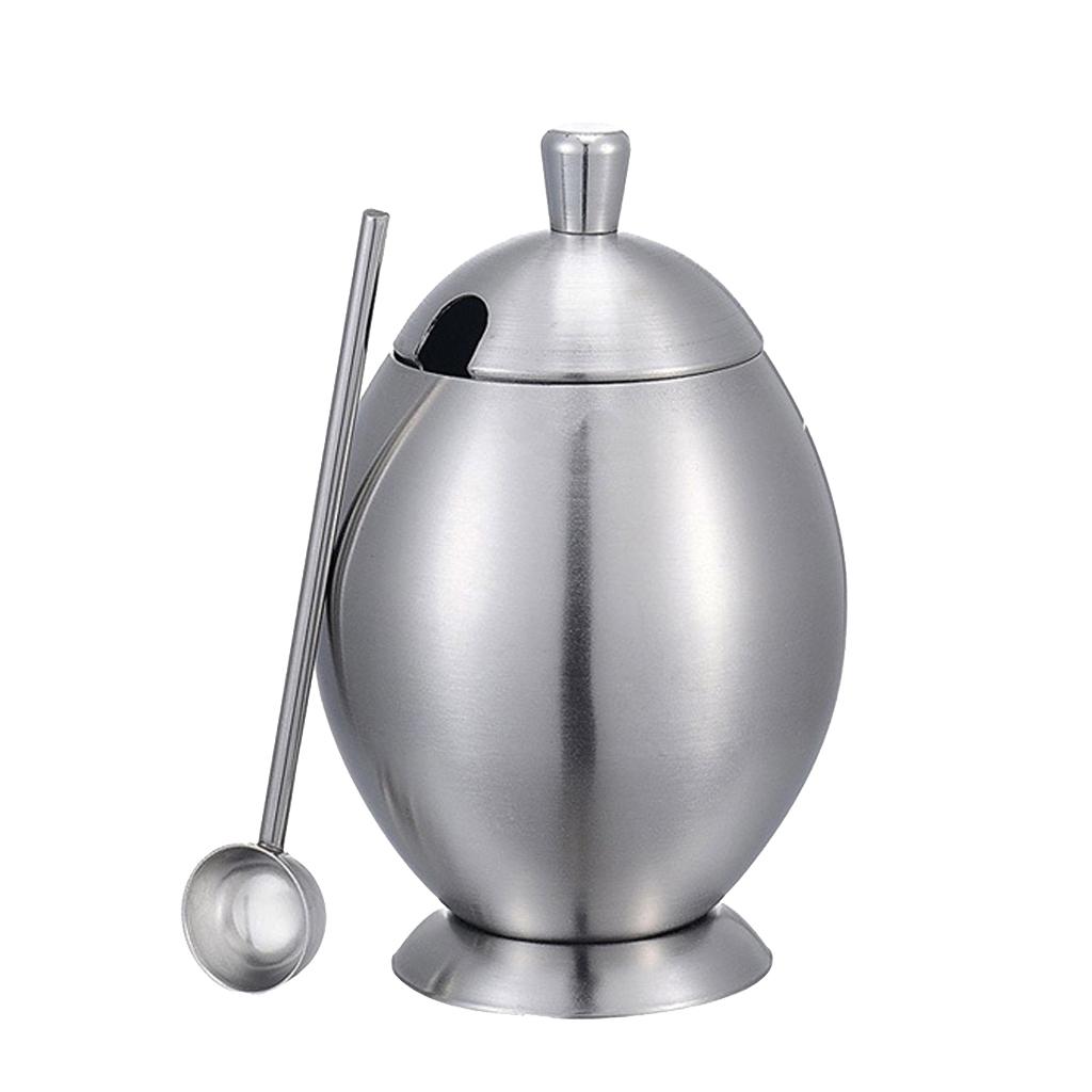 Sugar Bowl， Dispenser， Seasoning Bowl， Spices Bowl， Stainless Steel Sugar Bowl With Lid And Spoon， 400ml，