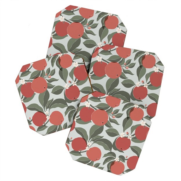 Cuss Yeah Designs Abstract Red Apples Coaster Set Deny Designs