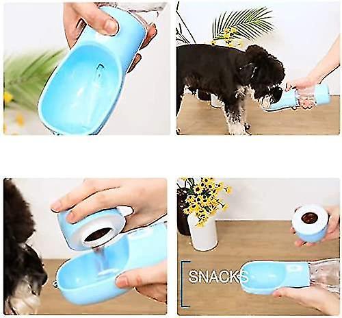 Dog Water Bottle， 2 In 1 Removable Cover Dog Bowl， 200ml Feeder And 285ml Drinker For Travel Portabl