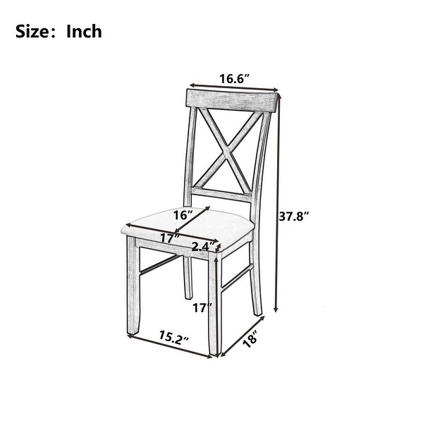 2 Pieces Wood Kitchen Upholstered X-Back Dining Chairs