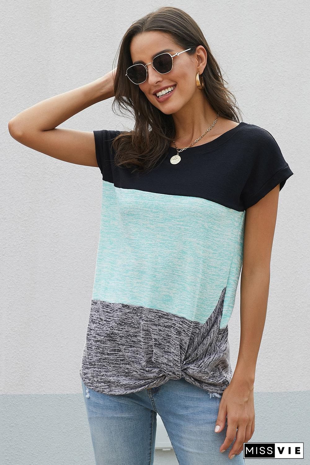 Green Color Block Twist Tee