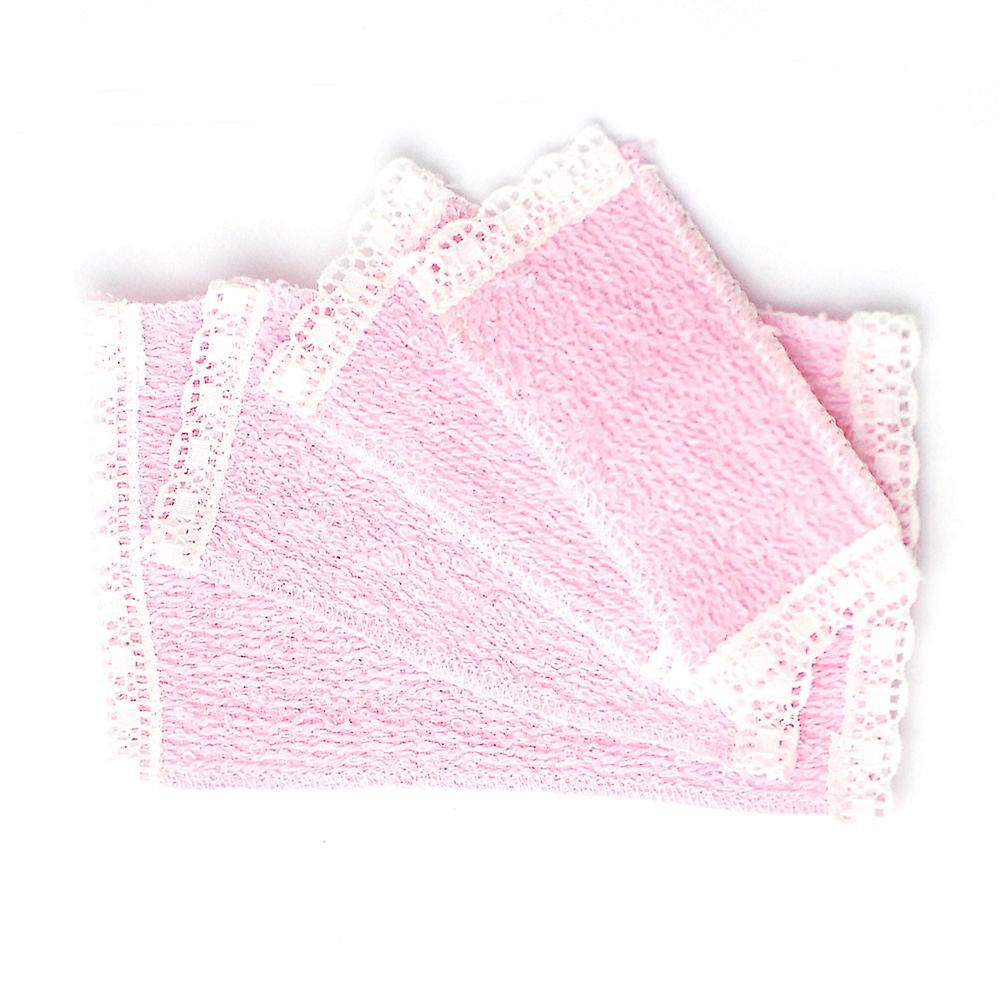 Dolls House 4 Pink Lace Edged Towels Miniature Bathroom Accessory