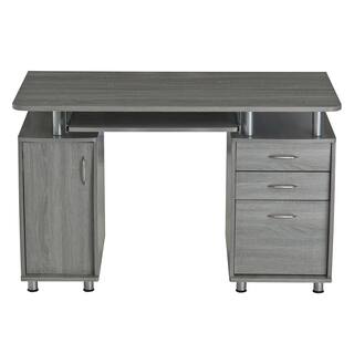 TECHNI MOBILI 48 in. Rectangular Gray 3 Drawer Computer Desk with Keyboard Tray RTA-4985-GRY