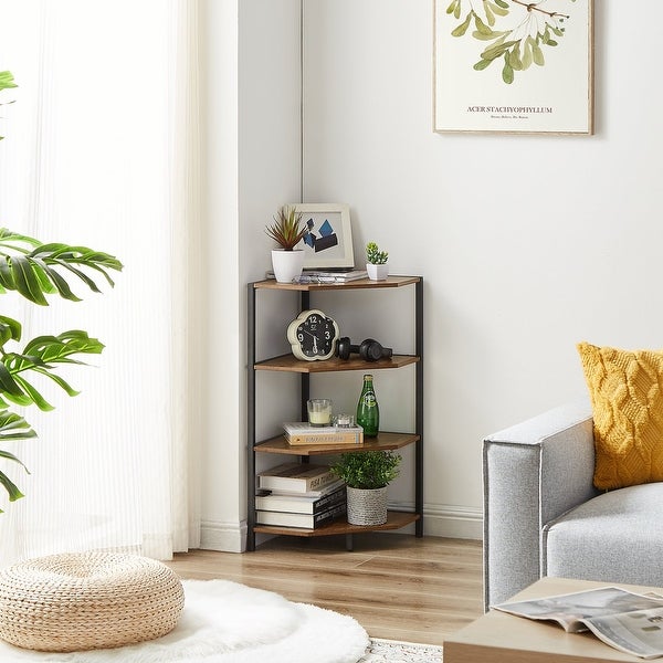 Corner End Table 4-Tier Open Shelves