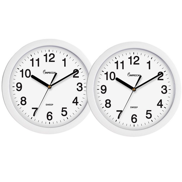 Quiet Movement Wall Clock White 2 pack