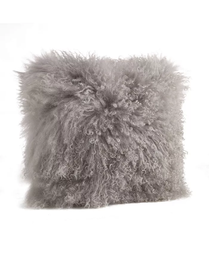 Saro Lifestyle Mongolian Wool Lamb Fur Decorative Pillow， 20