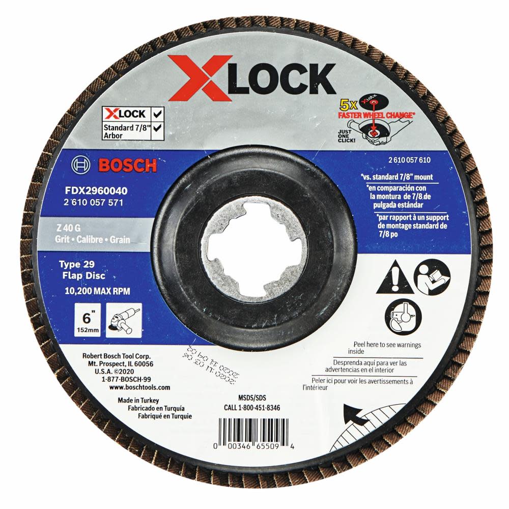 Bosch X LOCK Arbor Type 29 40 Grit Flap Disc 6