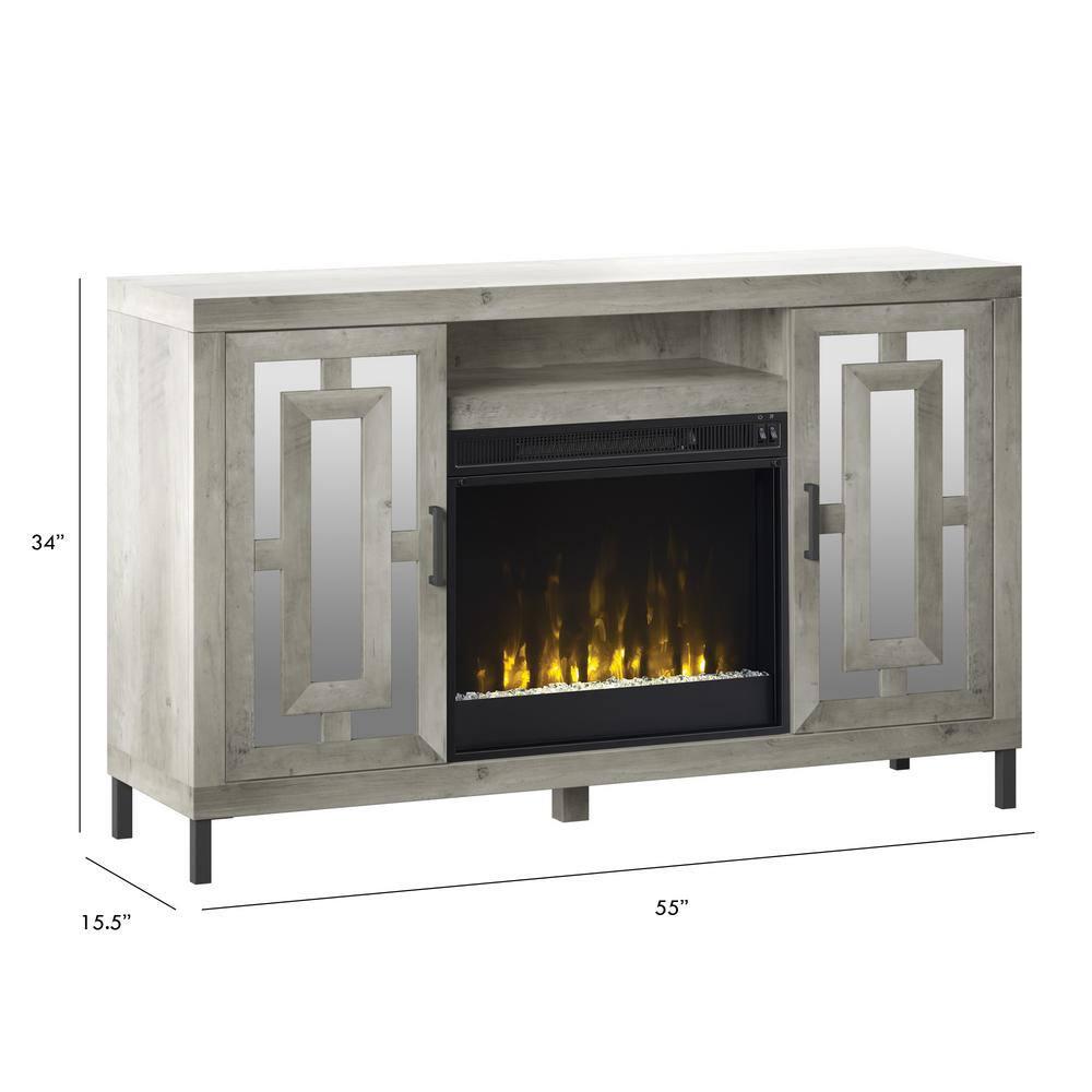 Twin Star Home 55 in Freestanding Electric Fireplace TV Stand in Valley Pine