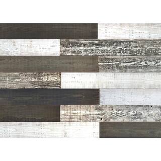 Easy Planking Thermo-treated 14 in. x 5 in. x 4 ft. Black and White Barn Wood Wall Planks (10 Sq. Ft. per 6 Pack) 11336