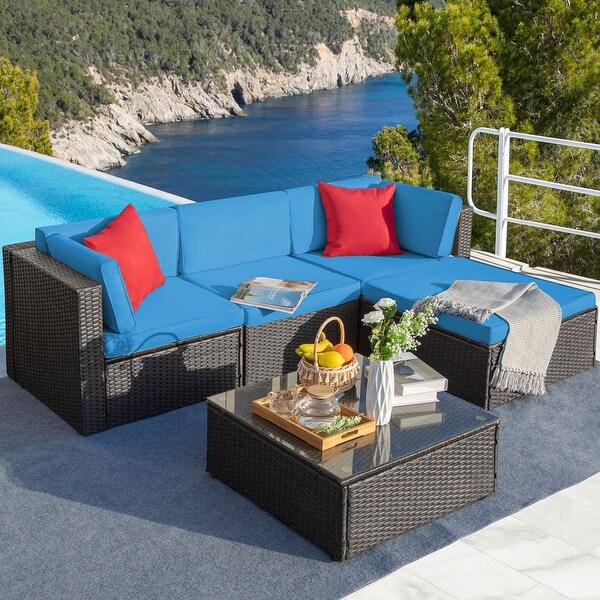 Homall 5 Pieces Wicker Patio Furniture Sets Rattan Outdoor Sectional Sofa