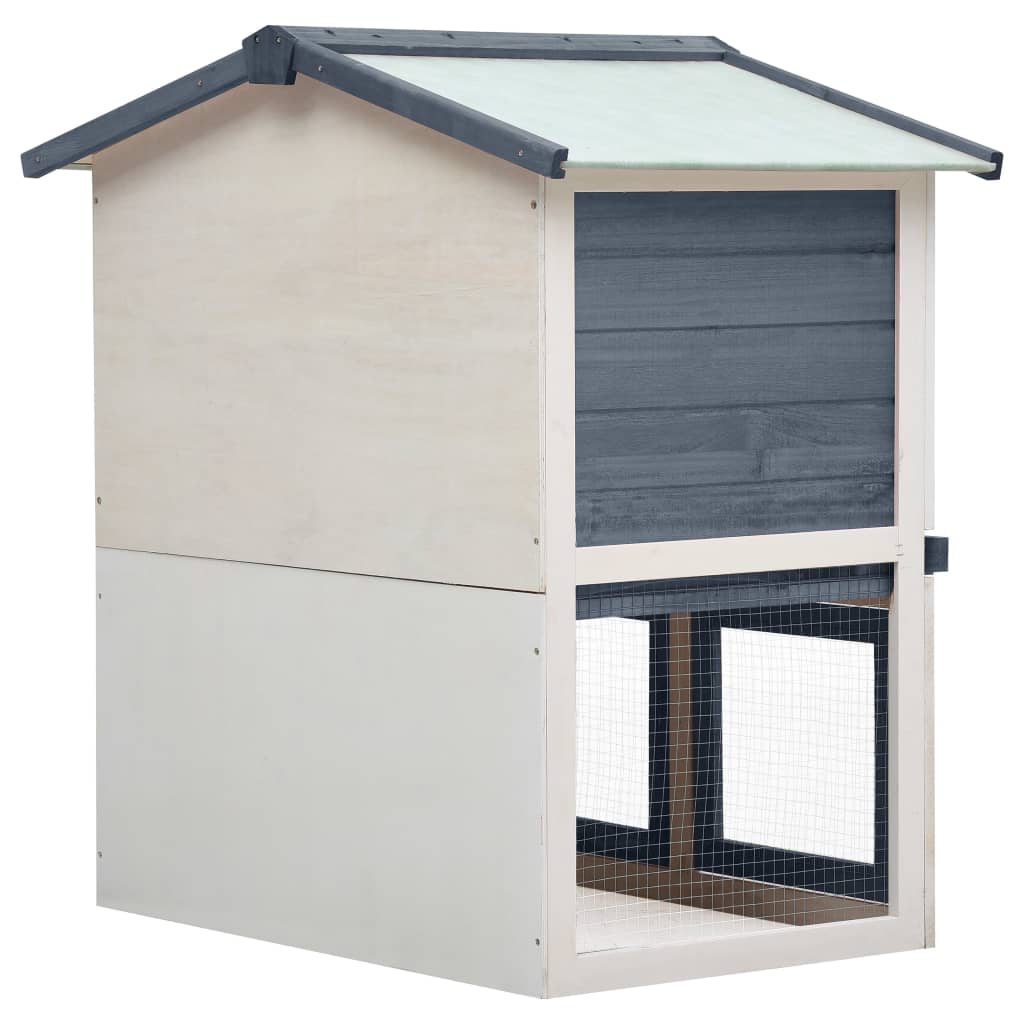 Rabbit Hutch Outdoor Inlife Outside Rabbit Cage 2 Layers， Gray， Wood