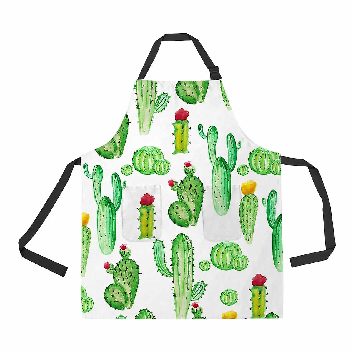 Watercolor Cactus Cacti Unisex Adjustable Bib Apron With Pockets For Commercial Restaurant And Home Kitchen Use B--676