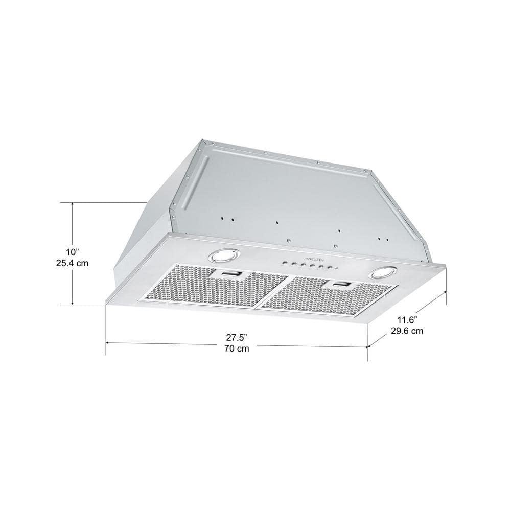 Ancona Inserta III 28 in Ducted Insert Range Hood in Stainless Steel with LED and Night Light Feature