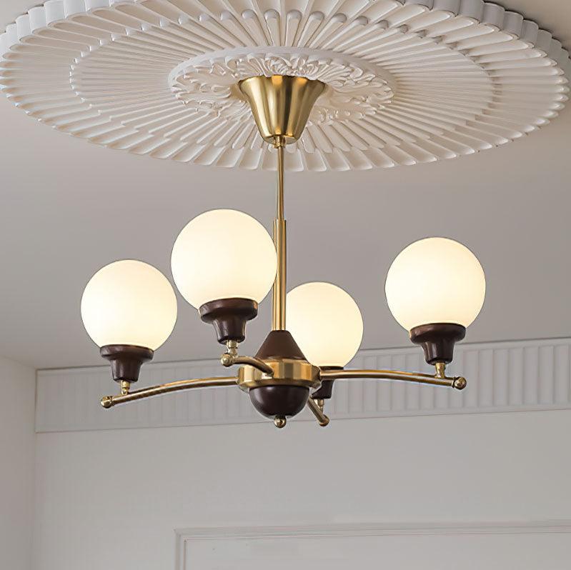 Walnut Glass Ball Chandelier