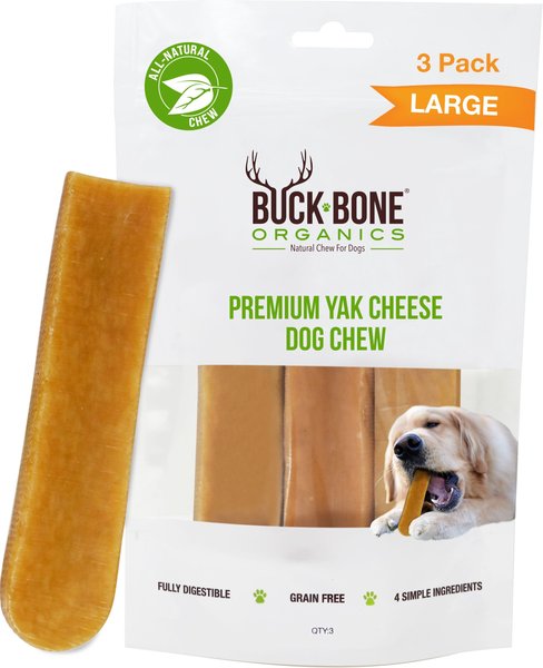 Buck Bone Organics Yak Chew Large Dog Treats， 3 count