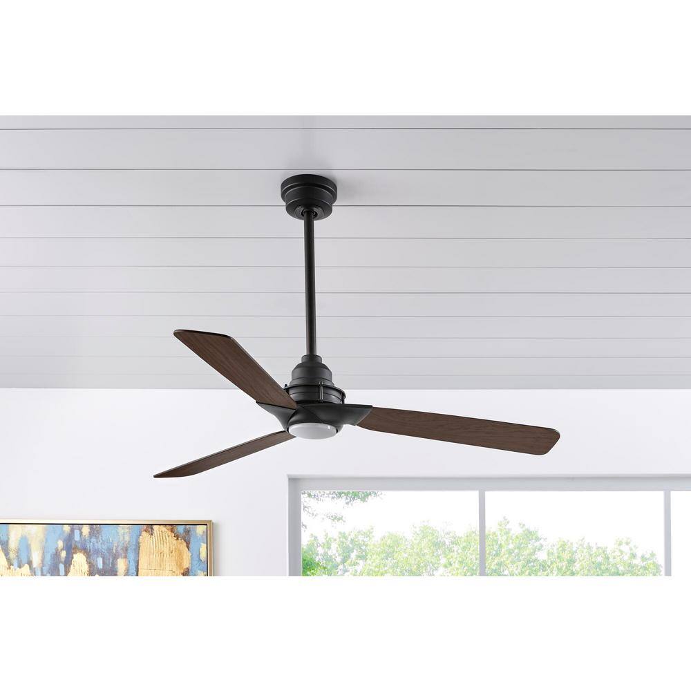 Home Decorators Collection Ester 54 in. White Color Changing Integrated LED IndoorOutdoor Matte Black Ceiling Fan with Light Kit and Remote 52159