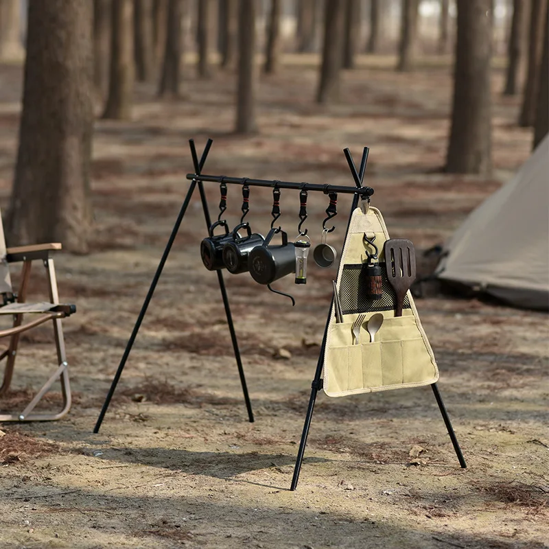 BBQ Camping Hiking Travel Cooking Utensil Hanging Cookware Triangle Storage Bag Camping Tableware Hanging Bag