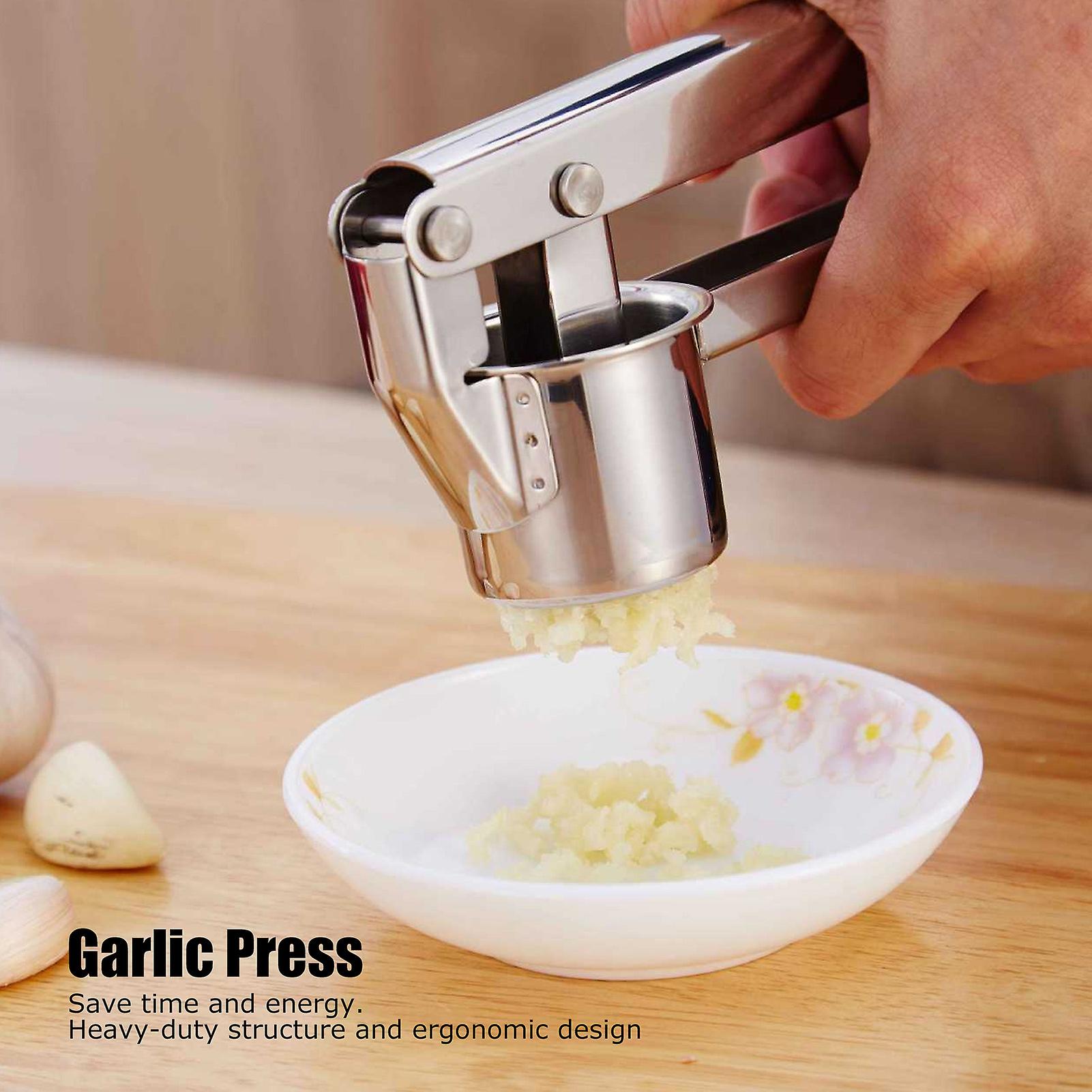 Stainless Steel Garlic Press， Garlice Mincer Heavy Duty Easy Squeeze And Clean Manual Garlic Crusher For Household Kitchen Gadget Accessories