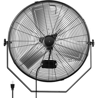 Tidoin 24 in. Black 3-Speed Round High Velocity Air Movement Mounted Wall Fan DHS-YDHF-MNT24