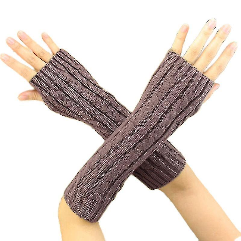 Women's Fingerless Arm Knit Wool Gloves Winter Warmer Wrist Mittens