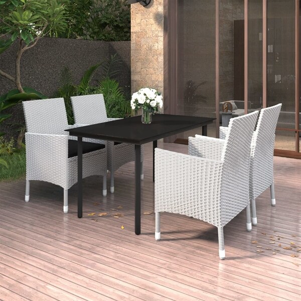 vidaXL Patio Dining Set Outdoor Table and Chair Set Poly Rattan and Glass