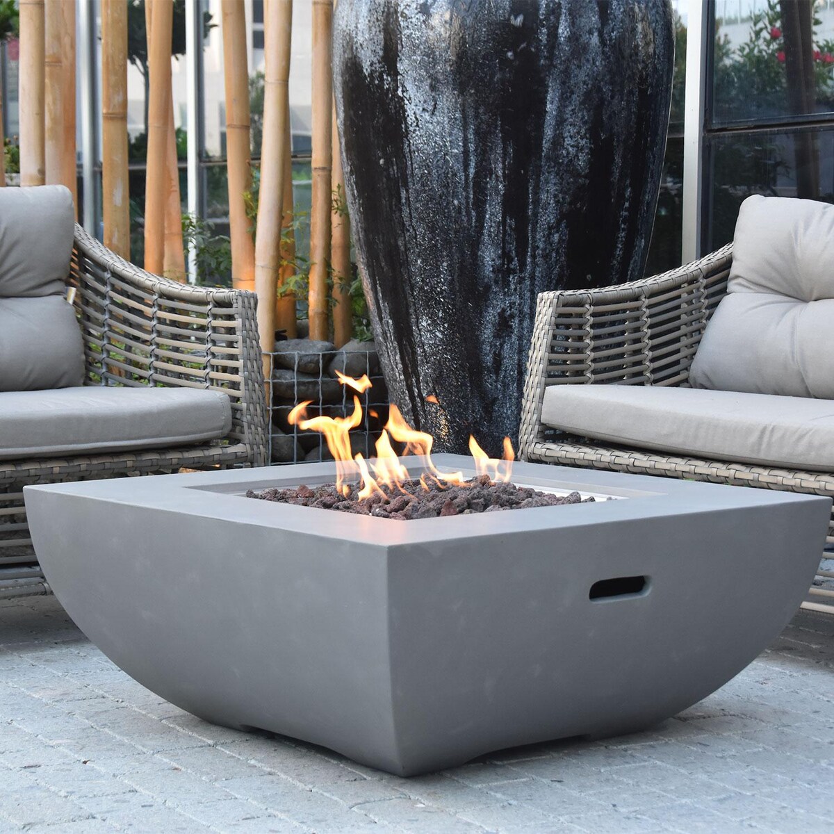 Lakeview Dockview 34-Inch Square Natural Gas Fire Pit Table