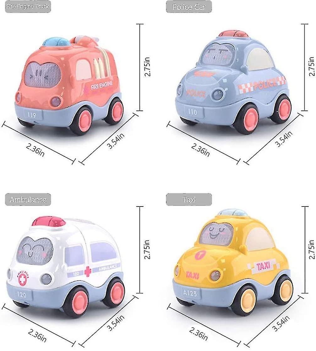 Set Of 4 Pack Kids Early Educational Vehicles (macaron Color)