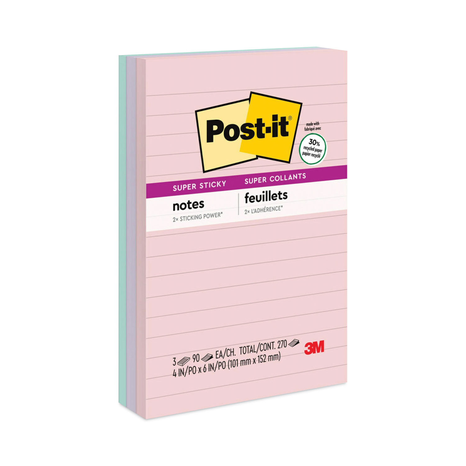 Recycled Notes in Wanderlust Pastels Collection Colors by Post-itandreg; Notes Super Sticky MMM6603SSNRP