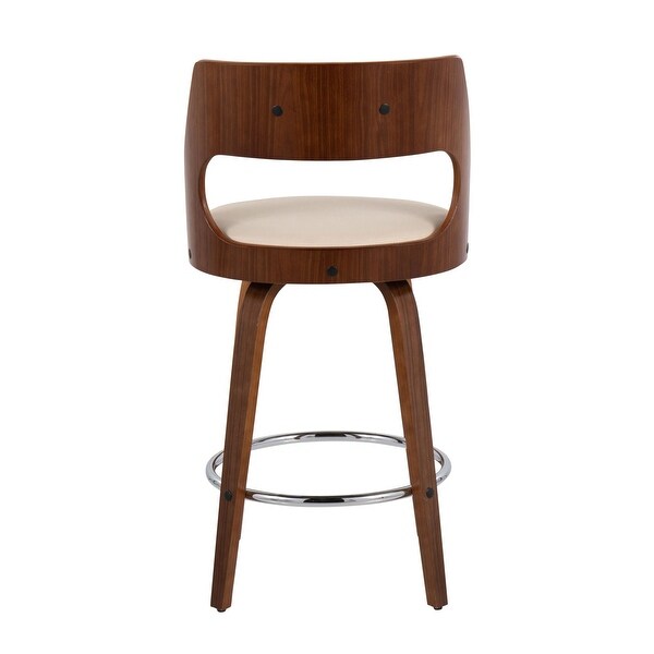 Cecina Counter Stool with Swivel in Walnut and Cream - Set of 2 - 20