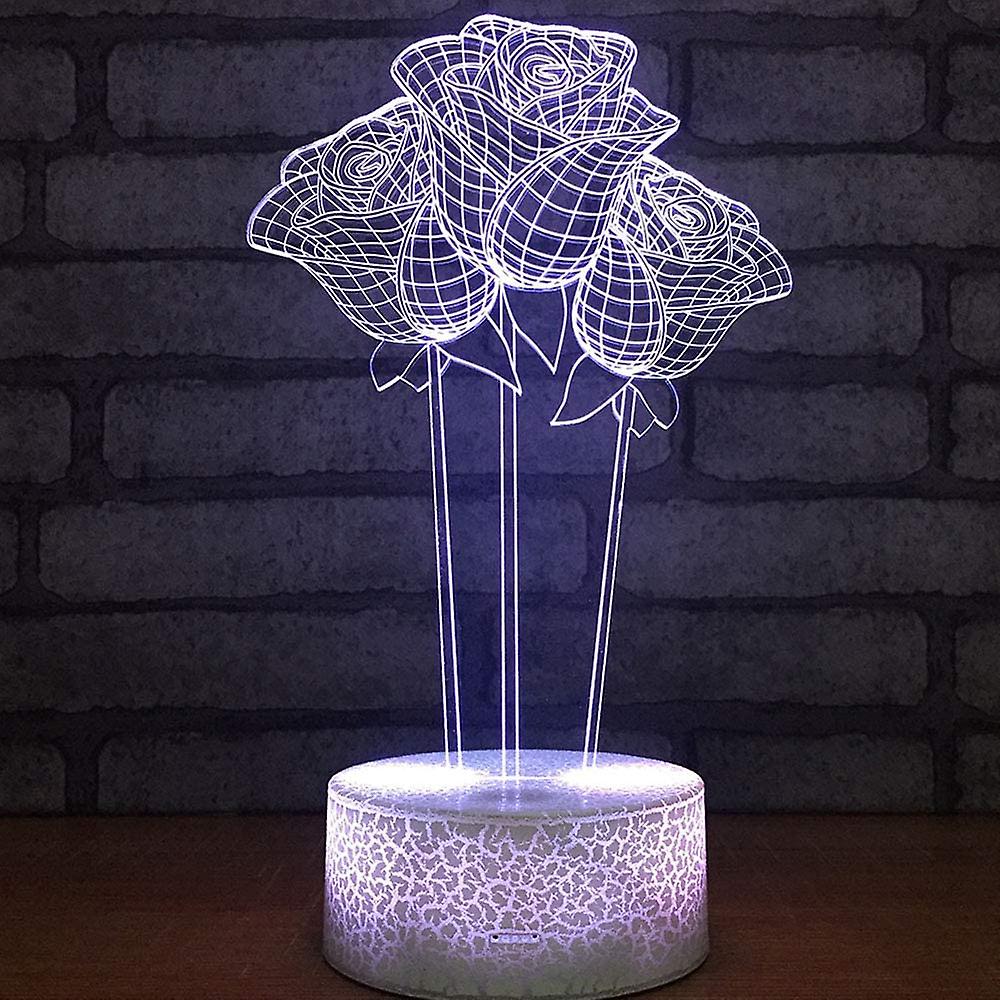 Abstractive 3d Flower Optical Illusion Night Light 7 Color Change Touch Switch Usb Powered Led Acrylic Desk Lamp For Christmas Thanksgiving Decor