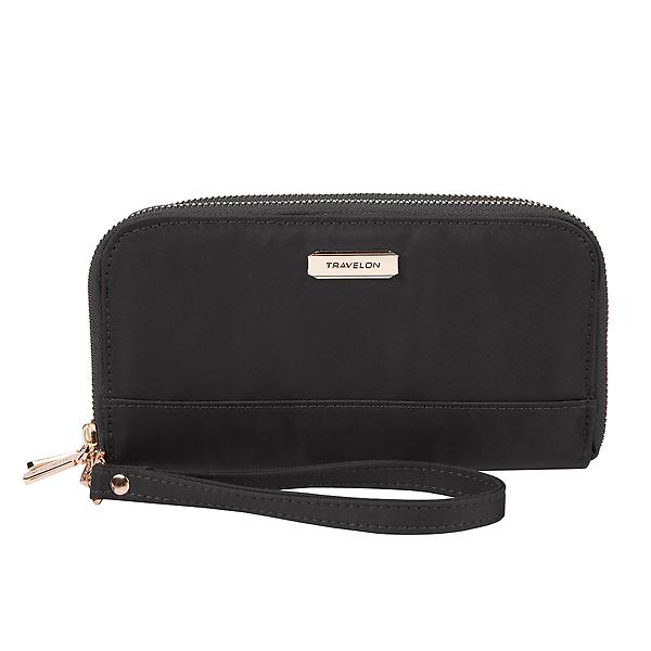 Travelon RFIDBlocking Black Double Zip Wallet