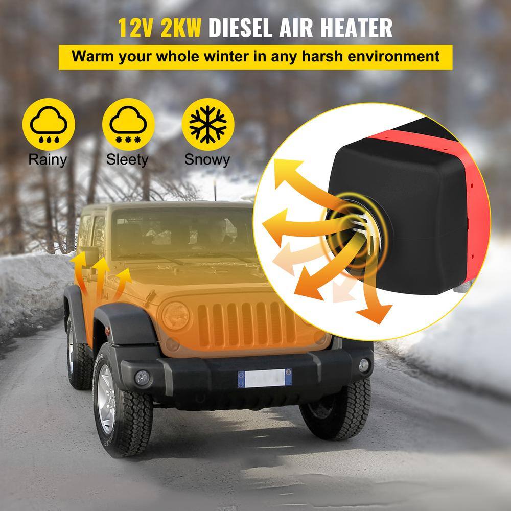 VEVOR 6750 BTU Diesel Air Heater 12 Volt 2000 Watt Diesel Heater with Knob Switch for RV Motorhome Trailer Trucks Boats ZCJRQ12V2KWDXYQ01V0