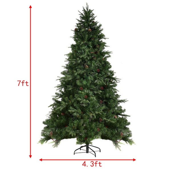 Costway 7Ft PreLit Artificial Christmas Tree Hinged w/ 460 LED Lights