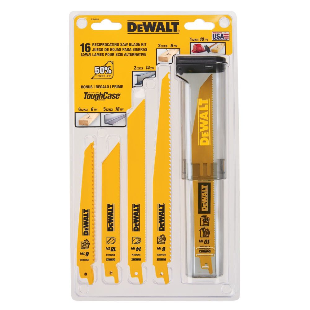 DEWALT 16 Piece Bi-Metal Reciprocating Saw Blade Set with Case DW4899 from DEWALT