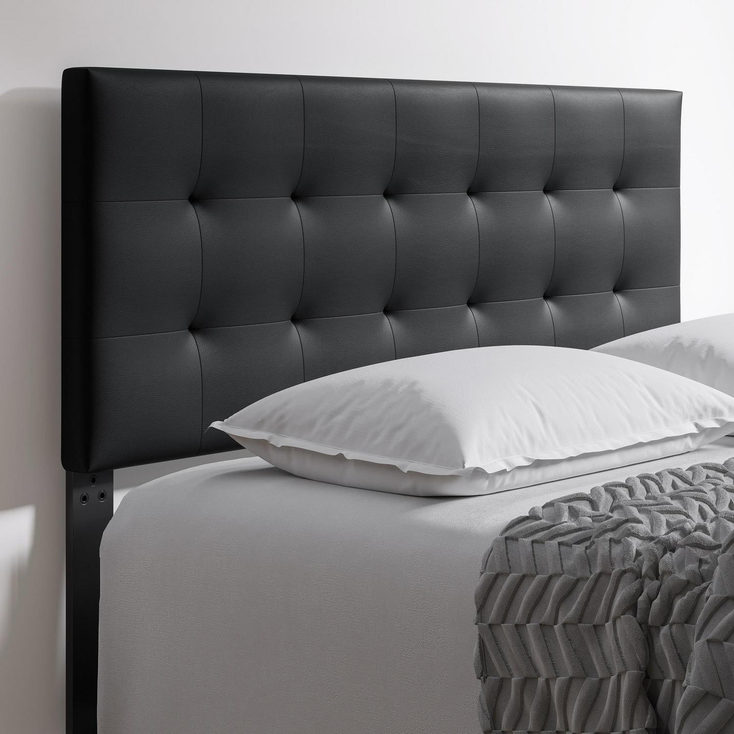 Boyd Sleep Faux Leather Instant Adjustable Headboard， Black