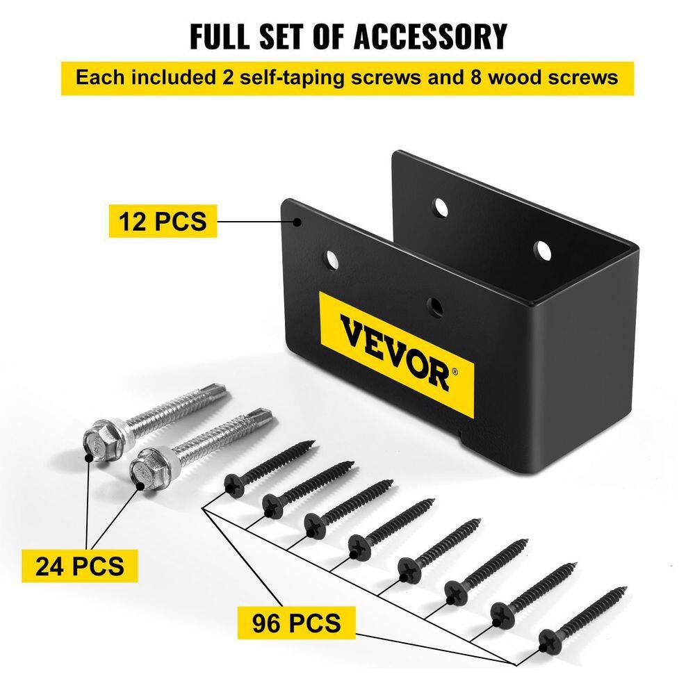 VEVOR 12-Pieces Concealed Joist Hanger 2 in. x 4 in. Outdoor Concealed Joist Bracket Q235 Steel Plate Powder-Coated Black LJJDZ2X412PCSX8KNV0