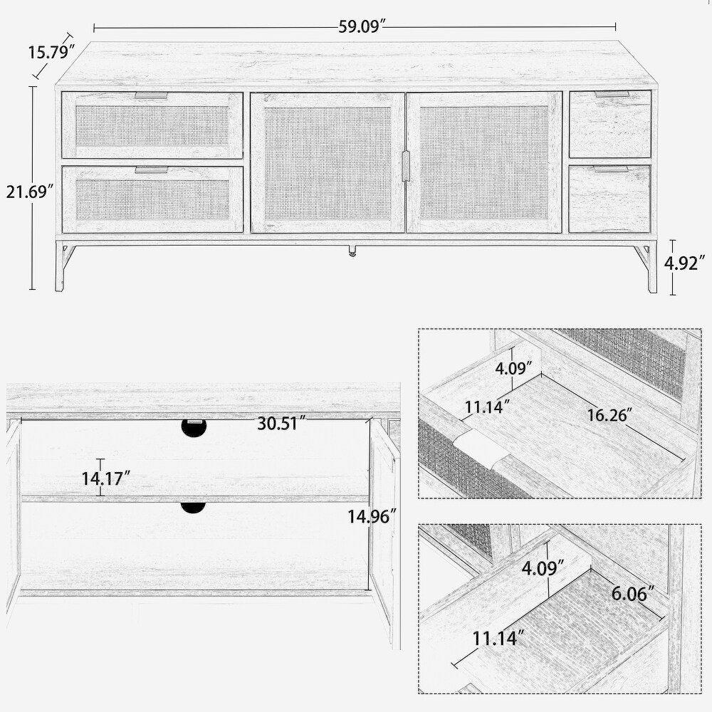 Rattan TV Stand for TVs up to 65\