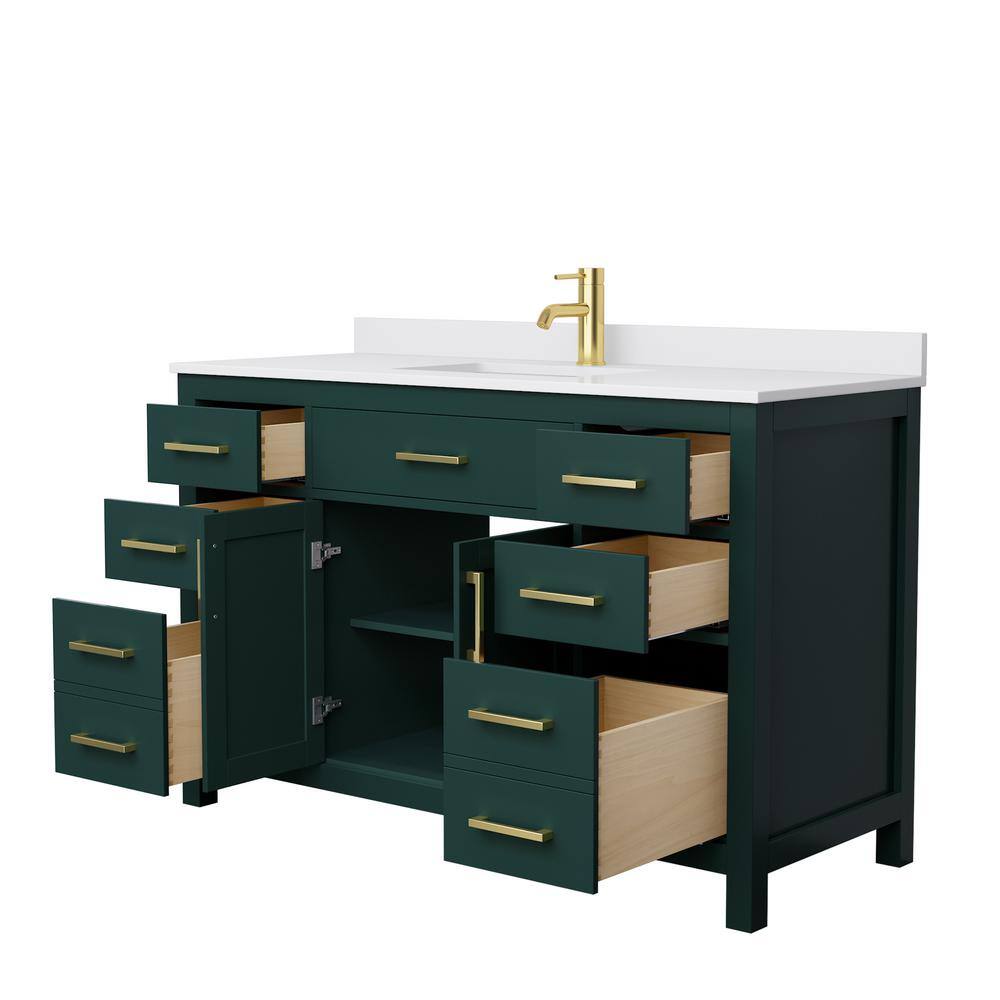 Wyndham Collection Beckett 54 in. W x 22 in. D x 35 in. H Single Sink Bathroom Vanity in Green with White Cultured Marble Top WCG242454SGDWCUNSMXX